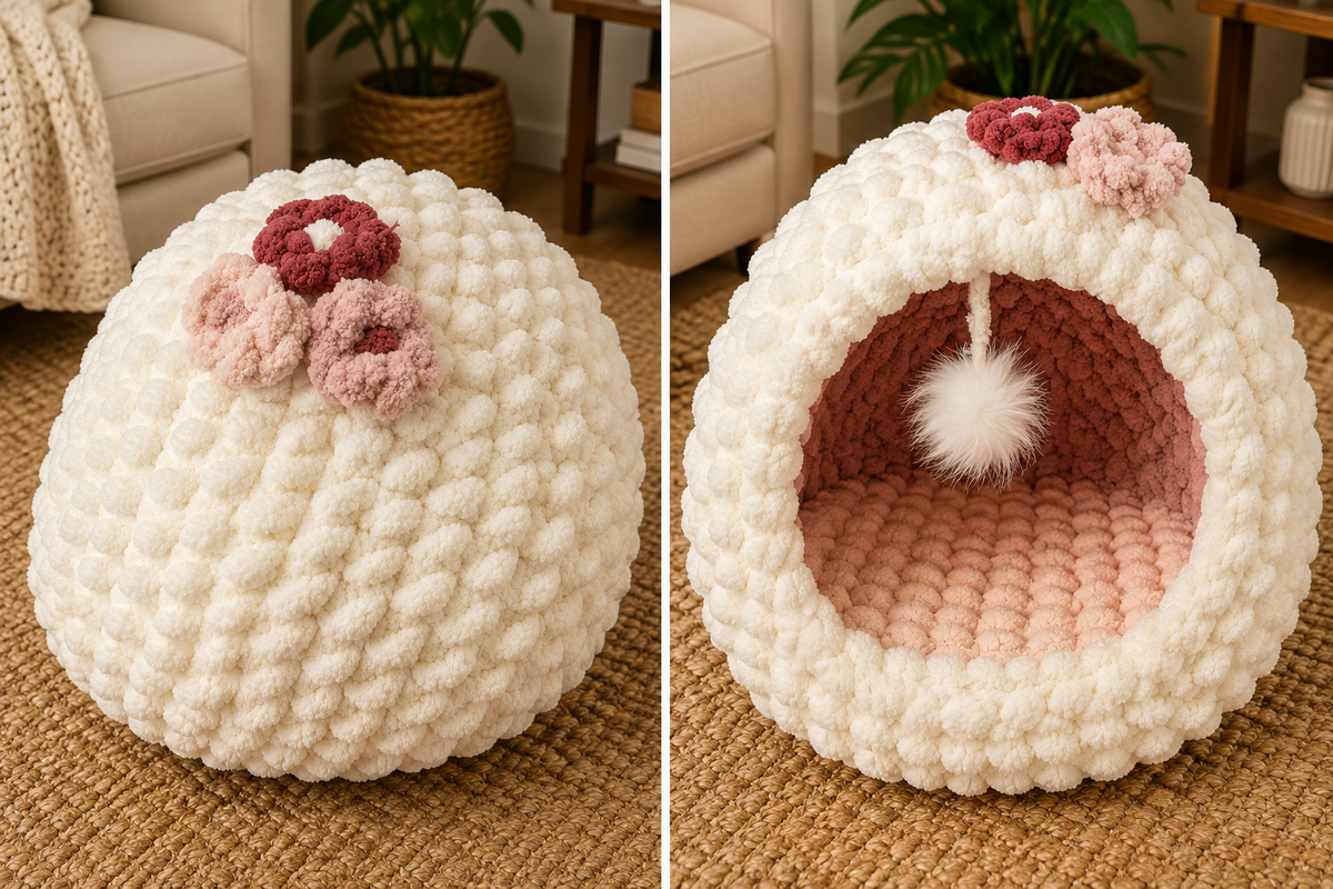 The Cozy Cave Chunky Knit Pet Bed